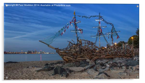 Black Pearl Pirate Ship Acrylic by Paul Madden