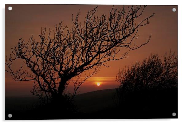 Sunset over The Ridgeway Acrylic by Mandy Llewellyn