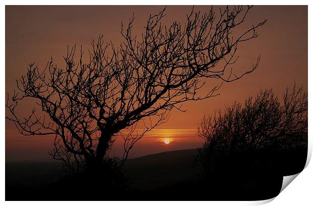 Sunset over The Ridgeway Print by Mandy Llewellyn