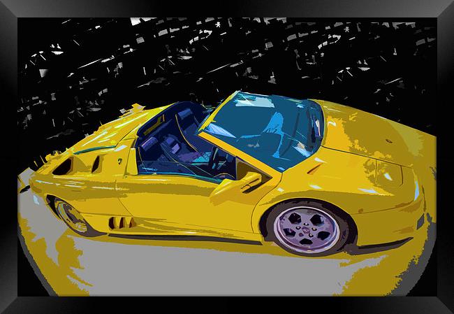 Pop-Art Lamborghini Roadster Framed Print by Chris Walker
