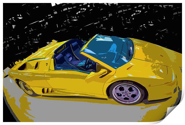 Pop-Art Lamborghini Roadster Print by Chris Walker