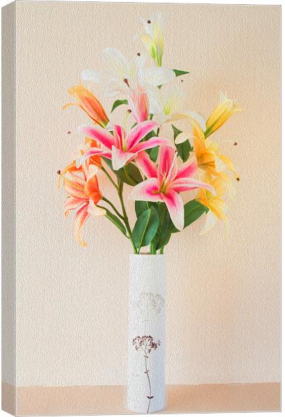 Lilys With Texture Canvas Print by Clive Eariss