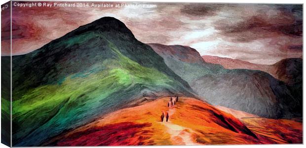 Climbing Catbells Canvas Print by Ray Pritchard
