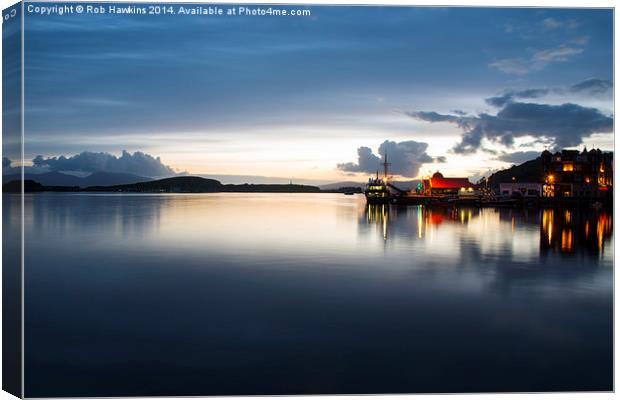 Twylight over Oban Harbour Canvas Print by Rob Hawkins
