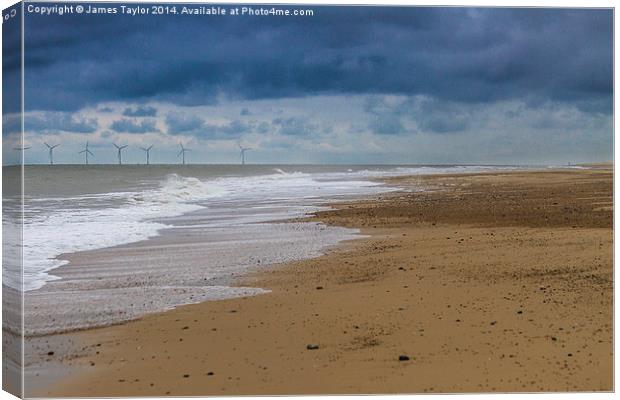 looking a bit stormy over hemsby beach Canvas Print by James Taylor