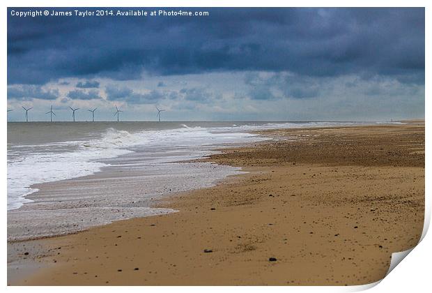 looking a bit stormy over hemsby beach Print by James Taylor