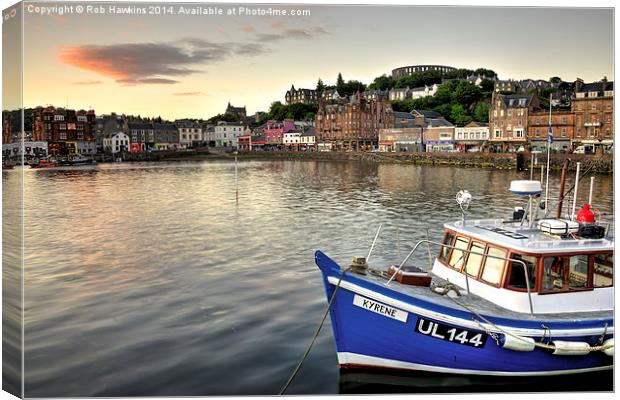 Dusk at Oban Harbour Canvas Print by Rob Hawkins