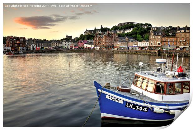 Dusk at Oban Harbour Print by Rob Hawkins