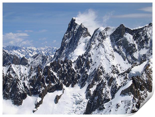 French alps, Mont Blanc mountain range Print by Linda More