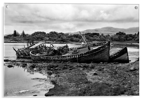 Boats at Salen, Mull Acrylic by Jacqi Elmslie