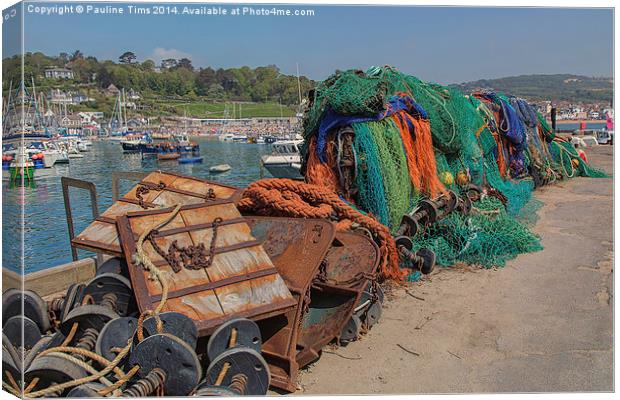 Ropes and Nets Lyme Regis UK Canvas Print by Pauline Tims