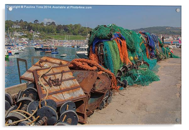 Ropes and Nets Lyme Regis UK Acrylic by Pauline Tims