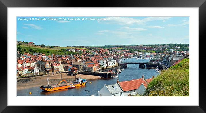 Whitby Town Framed Mounted Print by Gabriela Olteanu