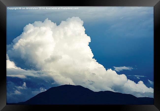 Clouds over Krim Mountain at dusk Framed Print by Ian Middleton