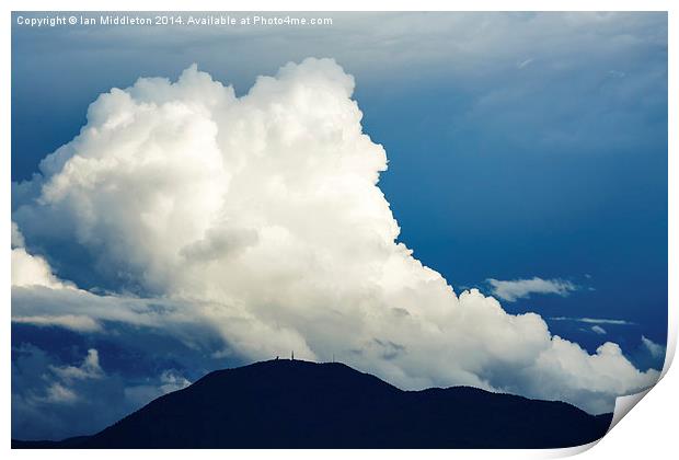 Clouds over Krim Mountain at dusk Print by Ian Middleton