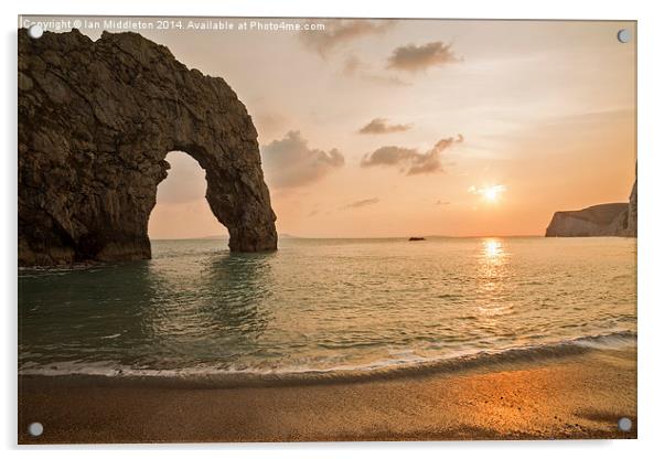 Sunset at Durdle Door Acrylic by Ian Middleton