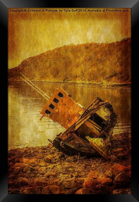 Shipwreck on Beach at Loch Torridon Framed Print by Tylie Duff Photo Art