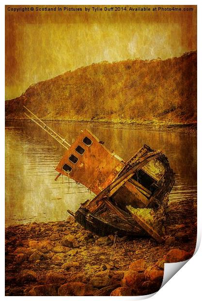 Shipwreck on Beach at Loch Torridon Print by Tylie Duff Photo Art