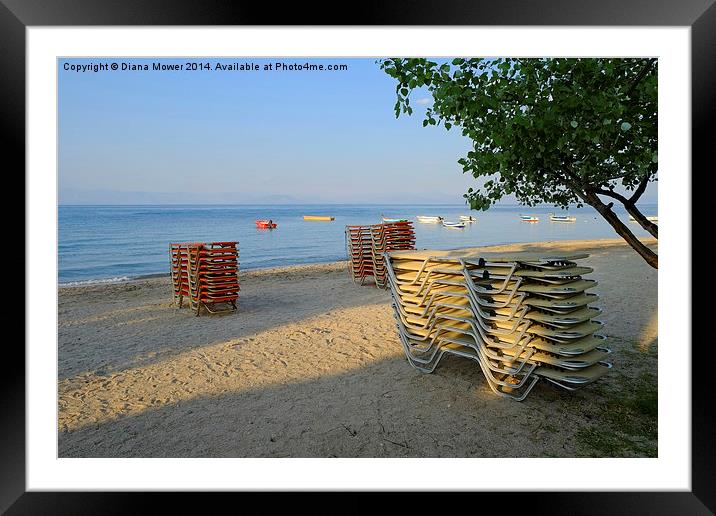 Corfu Beach Framed Mounted Print by Diana Mower