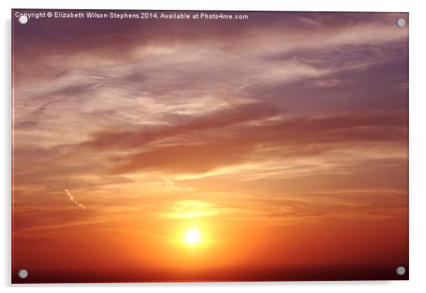 Oia sunset Acrylic by Elizabeth Wilson-Stephen