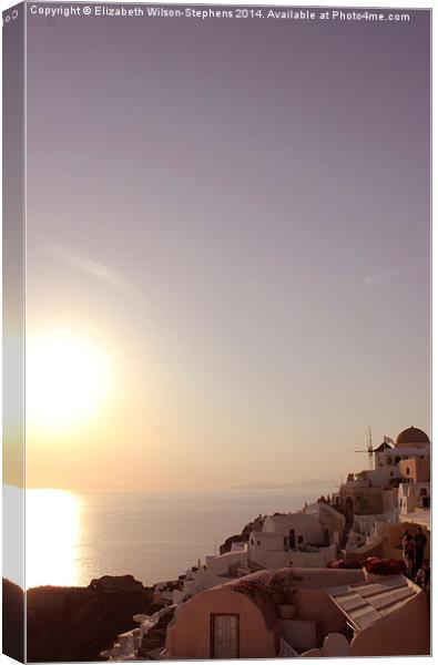 Sunset at Oia Canvas Print by Elizabeth Wilson-Stephen