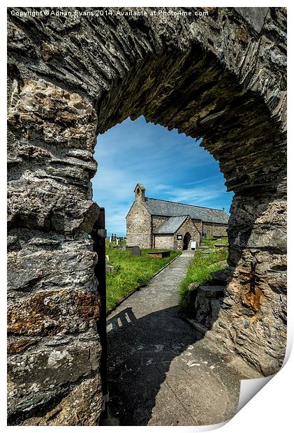 St Patrick Church Llanbadrig  Anglesey Print by Adrian Evans