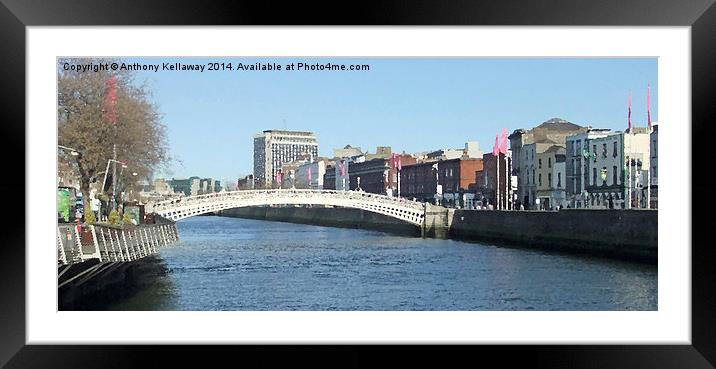 HALFPENNY BRIDGE DUBLIN IN OILS Framed Mounted Print by Anthony Kellaway