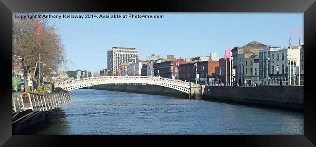 HALFPENNY BRIDGE DUBLIN IN OILS Framed Print by Anthony Kellaway