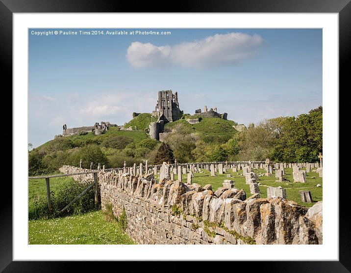 Corfe Castle, Dorset. UK Framed Mounted Print by Pauline Tims