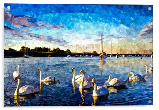 The Swans Acrylic by David Pyatt