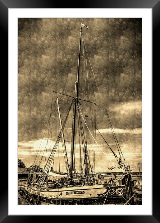Thames Sailing Barge vintage Framed Mounted Print by David Pyatt
