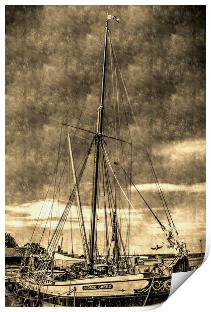Thames Sailing Barge vintage Print by David Pyatt