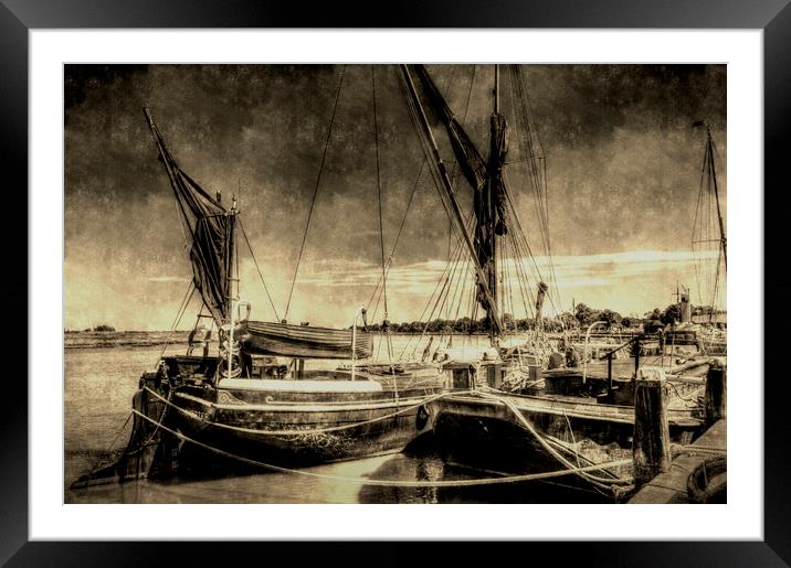Thames sailing barges vintage Framed Mounted Print by David Pyatt