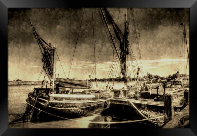 Thames sailing barges vintage Framed Print by David Pyatt