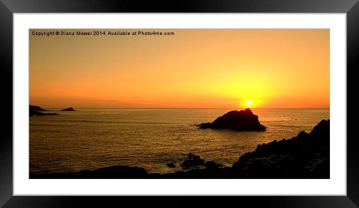 Crantock Bay Sunset Framed Mounted Print by Diana Mower