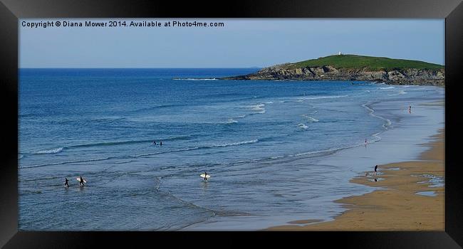 Fistral Beach Framed Print by Diana Mower