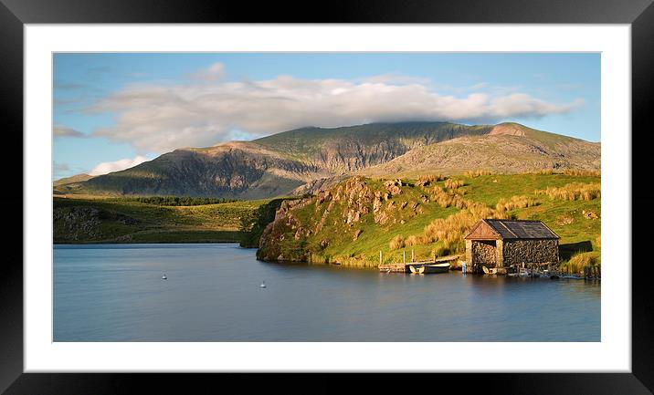 Llyn Dywarchen boathouse Framed Mounted Print by Rory Trappe