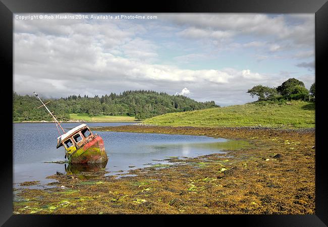 Abandoned boat in the Loch Framed Print by Rob Hawkins