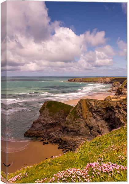 Bedruthan Steps Canvas Print by Dave Rowlatt