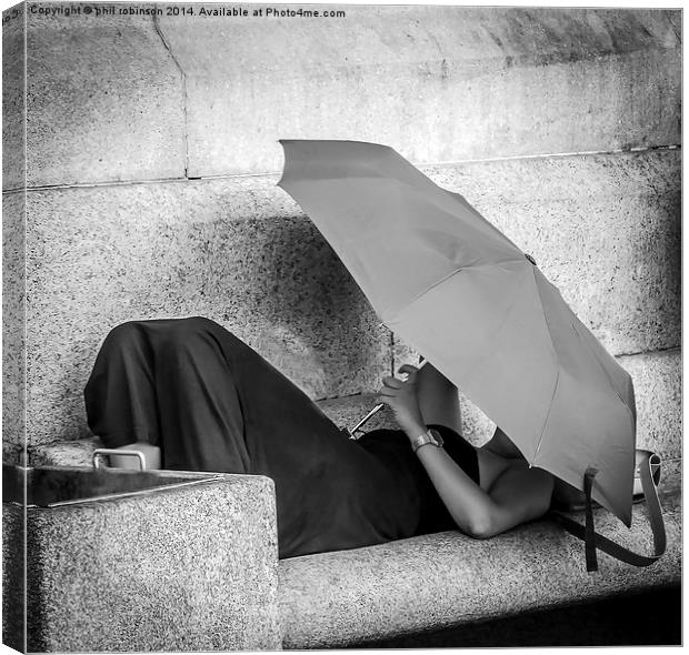  Lady with Umbrella  Canvas Print by Phil Robinson