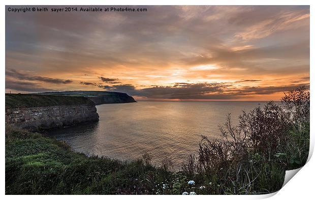  Boulby Cliffs at Sunset Print by keith sayer