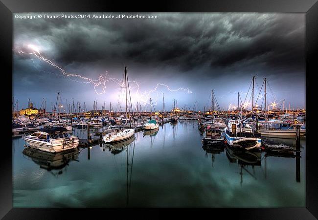  Lightning over Ramsgate harbour Framed Print by Thanet Photos