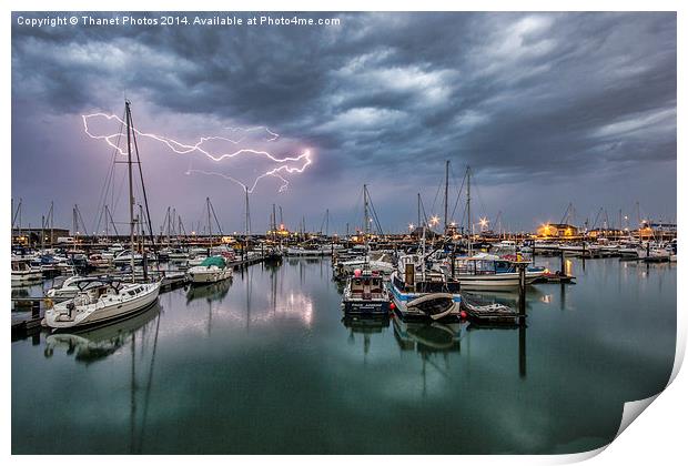  Harbour lightning Print by Thanet Photos