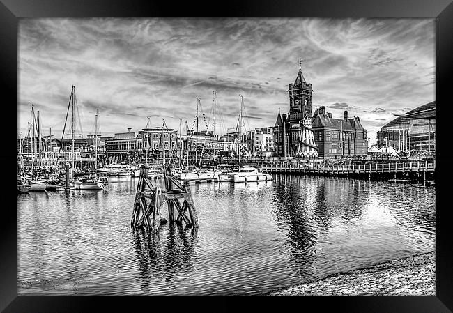 Cardiff Bay And The Pierhead Building Mono Framed Print by Steve Purnell