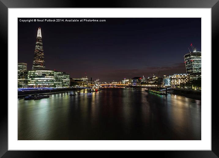  London at Night Framed Mounted Print by Neal P