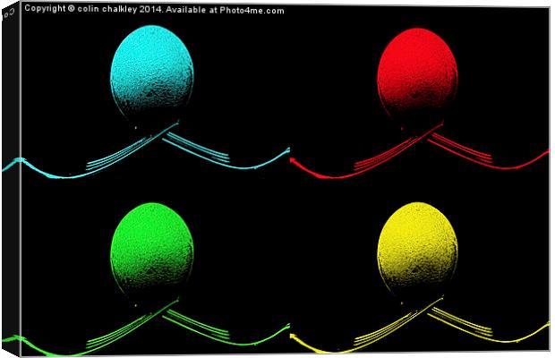  Pop Art Image of Eggs on Forks Canvas Print by colin chalkley