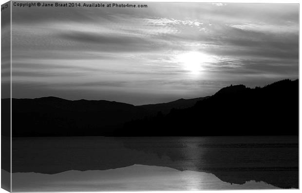  Argyll Sunset in Black and White Canvas Print by Jane Braat