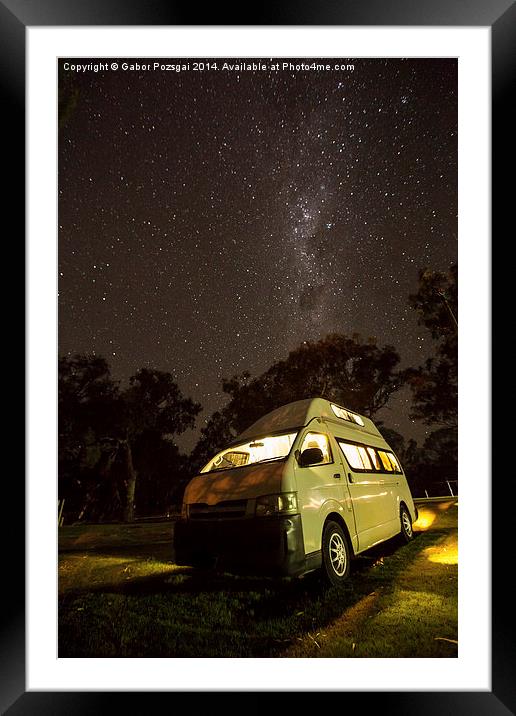Campervan in the night Framed Mounted Print by Gabor Pozsgai
