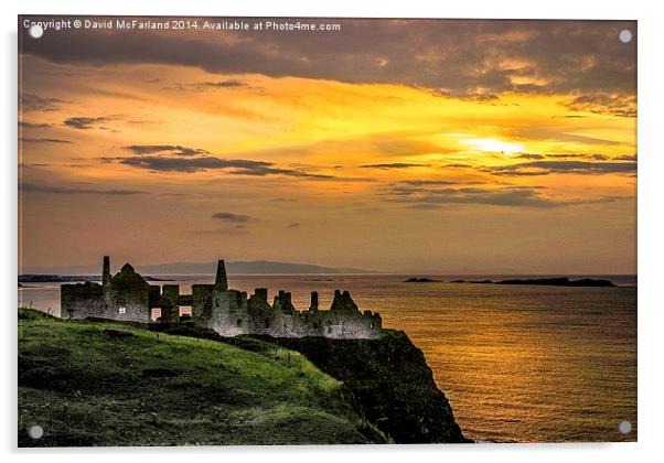  Illuminated Dunluce Castle Acrylic by David McFarland