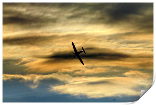  Spitfire Sunset Print by Karl Butler